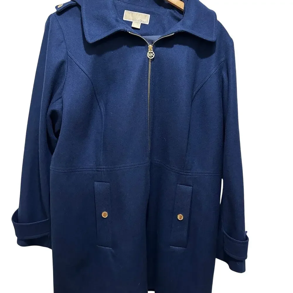 Michael Kors Blue Hooded Coat